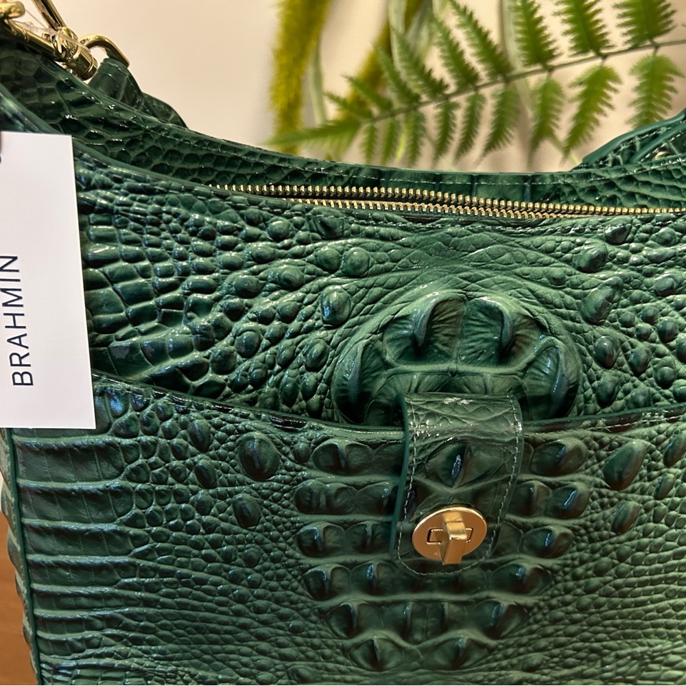 Green Croc-Embossed Shoulder Bag - Picture 3 of 4